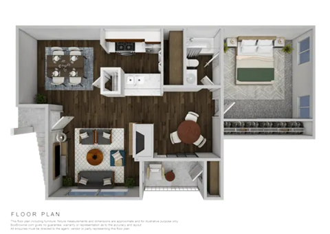 Floor plan for 1 bed, 1 bath, 783 sqft